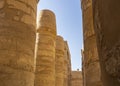 Colonnade in the hypostyle hall of the Karnak Temple of Luxor. Royalty Free Stock Photo