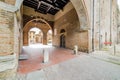 Colonnade overlooking the medieval square in Rimini