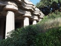 Colonnade in park guell of European city of Barcelona in Spain Royalty Free Stock Photo