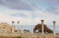 Colonnade in ruins of the Ancient Greek city Royalty Free Stock Photo