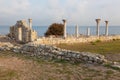 Colonnade in ruins of the Ancient Greek city of Chersonese Royalty Free Stock Photo