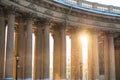 Colonnade with sunset light of Kazan Cathedral in Saint Petersburg, Russia Royalty Free Stock Photo