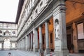 Colonnade of Uffizi Gallery in Florence city
