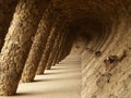 Colonnaded pathway in Park GÃÂ¼ell, Barcelona Royalty Free Stock Photo