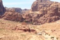 Colonnaded street panorama in ancient city of Petra, Jordan Royalty Free Stock Photo