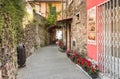 Street in ancient village Colonnata, located in the province of Massa-Carrara in Tuscany, Italy