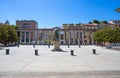 Colonne di San Lorenzo Saint Lawrence`s colums with the statue of the Roman emperor Costantino In Milan, Italy Royalty Free Stock Photo