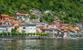 Colonno, colorful village overlooking Lake Como, Lombardy, Italy.