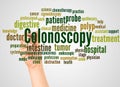 Colonoscopy word cloud and hand with marker concept