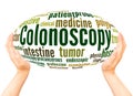 Colonoscopy word cloud hand sphere concept