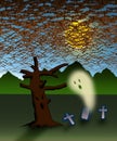 Halloween, Colony of bats Flying over a cemetery, theme