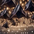 A colony of bats hanging upside down while celebrating the arrival of the new year1 Royalty Free Stock Photo