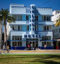 Colony Hotel at Ocean Drive South Beach Miami - MIAMI, FLORIDA - FEBRUARY 14, 2022 Royalty Free Stock Photo