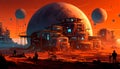 colony on Mars where people live and adapt to new conditions.