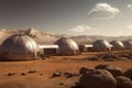 Colony mobile dome homes in desert. Generate ai