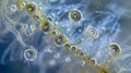 A colony of spirotrich protozoa recognizable by their elongated spiralshaped bodies feeding on bacteria and other Royalty Free Stock Photo