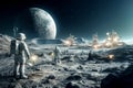 colony and technological installations on the moon. generated with ai