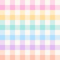 Gingham check plaid pattern for spring summer in colorful pastel rainbow purple, blue, green, orange, pink, yellow, off white. Royalty Free Stock Photo