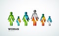 Color abstract logo woman icon