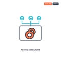 2 color active directory concept line vector icon. isolated two colored active directory outline icon with blue and red colors can