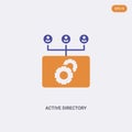 2 color active directory concept vector icon. isolated two color active directory vector sign symbol designed with blue and orange