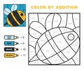 Color by addition, education game for kids, Bee
