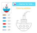 Color by addition. Developing numeracy skills. Math activity for kids.