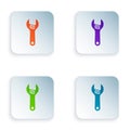 Color Adjustable wrench icon isolated on white background. Set colorful icons in square buttons. Vector