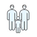 Color adoption homosexual family icon