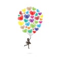 Color air balloon girl finger print