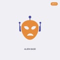2 color alien base concept vector icon. isolated two color alien base vector sign symbol designed with blue and orange colors can