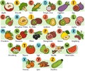 Color alphabet for children: fruits and vegetables