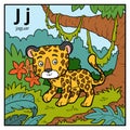 Color alphabet for children, letter J jaguar