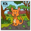 Color alphabet for children, letter K kangaroo