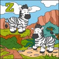 Color alphabet for children: letter Z (zebra)