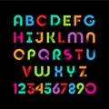 Color alphabet. Letters of the tapes. Logos. Colorful letters with shadows.