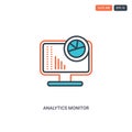 2 color Analytics Monitor concept line vector icon. isolated two colored Analytics Monitor outline icon with blue and red colors