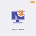 2 color Analytics Monitor concept vector icon. isolated two color Analytics Monitor vector sign symbol designed with blue and