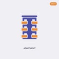 2 color Apartment concept vector icon. isolated two color Apartment vector sign symbol designed with blue and orange colors can be