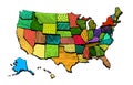 Color Art Map Of United States Of America Funny