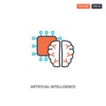 2 color artificial intelligence concept line vector icon. isolated two colored artificial intelligence outline icon with blue and