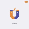 2 color attract concept vector icon. isolated two color attract vector sign symbol designed with blue and orange colors can be use