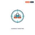2 color Audience targeting concept line vector icon. isolated two colored Audience targeting outline icon with blue and red colors