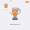 2 color award trophy cup concept vector icon. isolated two color award trophy cup vector sign symbol designed with blue and orange