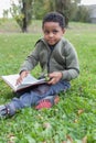 Color baby reading a book