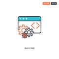 2 color Back End concept line vector icon. isolated two colored Back End outline icon with blue and red colors can be use for web