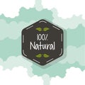 Color background with black hexagon logo of one hundred percent natural