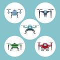 Color background with circular frame set quadrocopters and drones