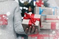 Gift giving hand christmas Royalty Free Stock Photo