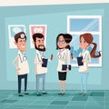 Color background hospital room with hospital medical staff team doctors